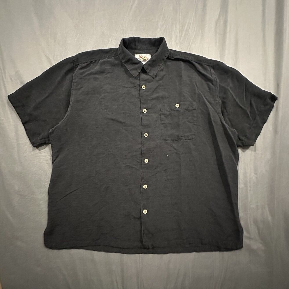 Vintage Paradise Cove Men's Silk Linen Blend Shirt 2XL Camp Hawaiian Button Up